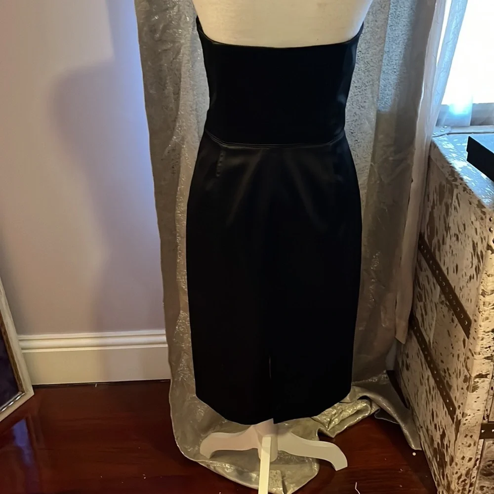 Betsey Johnson Vintage 1990s Black Satin Sequin Bow Cocktail Pencil Dress - Picture 3 of 6